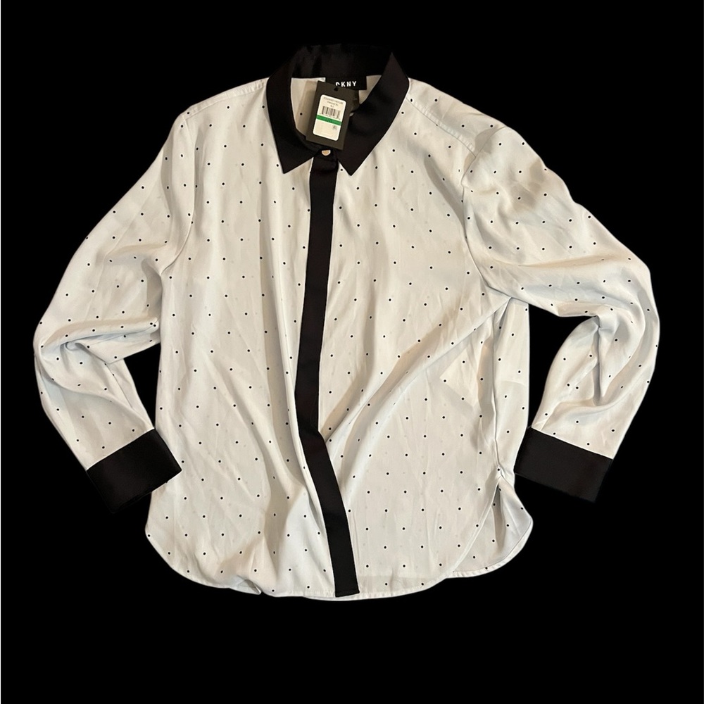 DKNY blouse polka dot new L